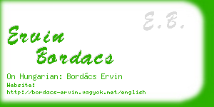 ervin bordacs business card